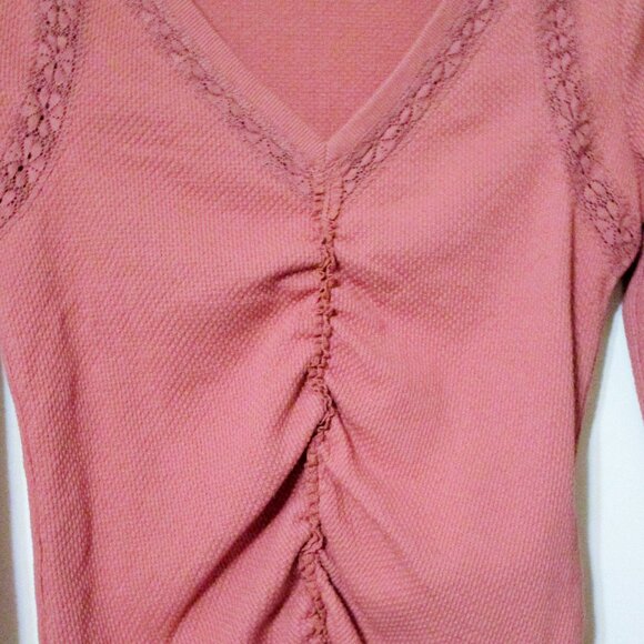 Nwot Free People $98 Wear Me Out Rose Thermal Shirt Top Small - Picture 3 of 5